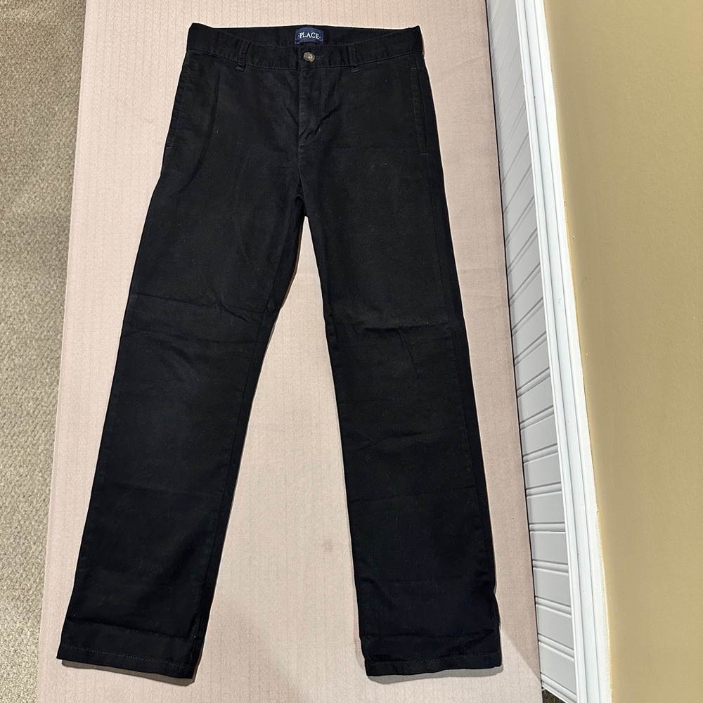 Children’s Place Black Slacks Dress Pants Boys Size 10 Adjustable Waist Straps
